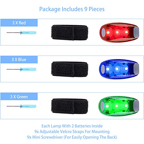 9 Pack Led Safety Light, High Visibility Strobe Running Lights