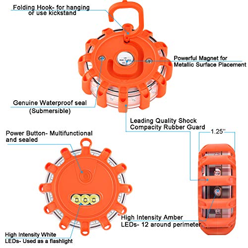 6-Pack LED Road Flares with Magnetic Base