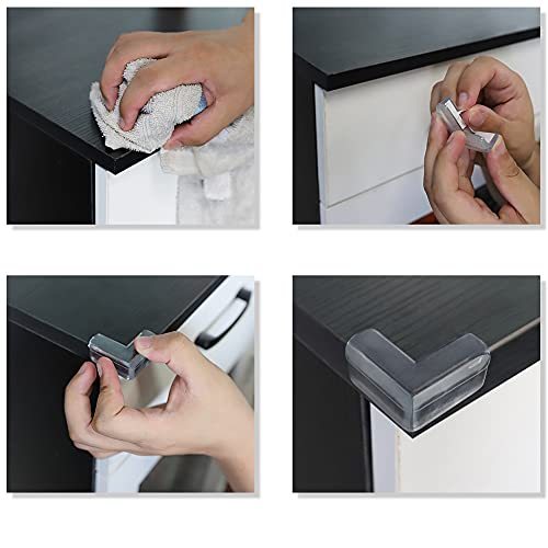12 Pack Clear L-Shaped Corner Protectors for Baby Furniture