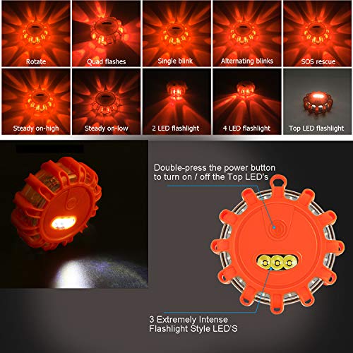 6-Pack LED Road Flares with Magnetic Base