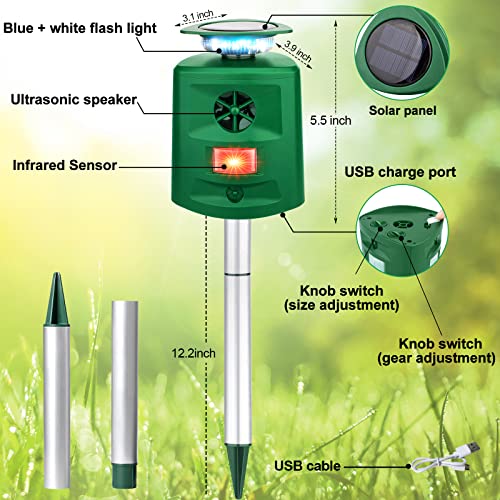 360° Solar Ultrasonic Animal Repeller for Self Defense