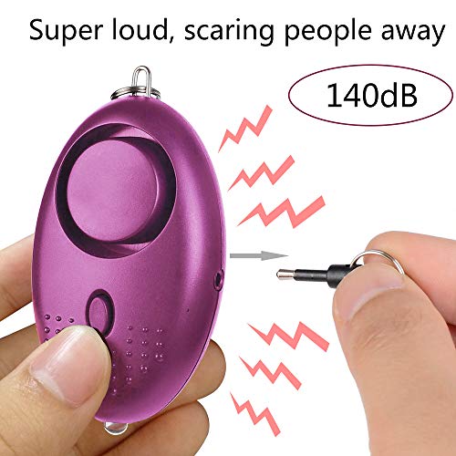 140 DB Personal Safety Alarm Purple with LED Light