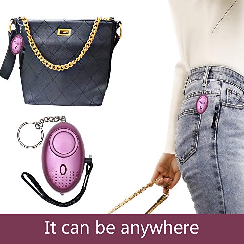 140 DB Personal Safety Alarm Purple with LED Light