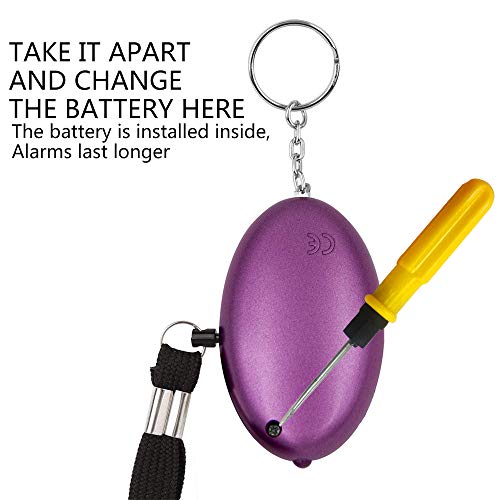 140 DB Personal Safety Alarm Purple with LED Light