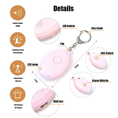 130dB Safesound Personal Alarm for Self Defense (3 Pack)