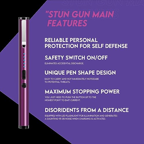 AIMHUNTER Purple Stun Gun Pen with Flashlight