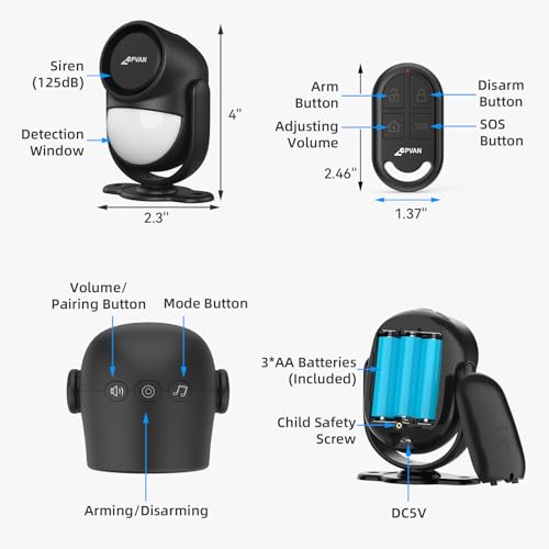 CPVAN 125dB Wireless Alarm with Remote Control