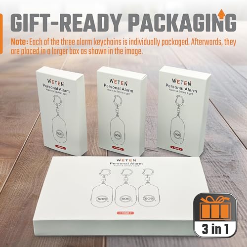 WETEN Keychain Alarm: 3 Pack Rechargeable Self Defense