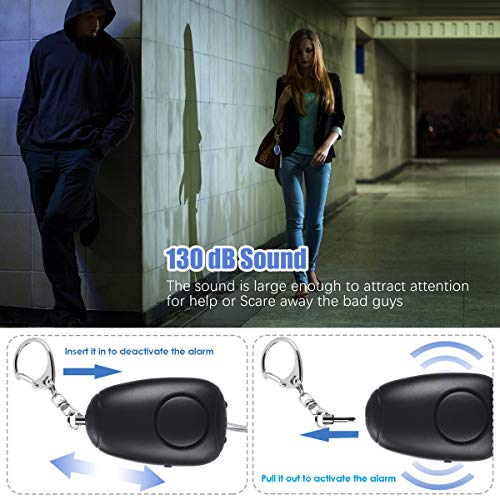 130db Personal Alarm Keychain with LED Lights (3 Pack)