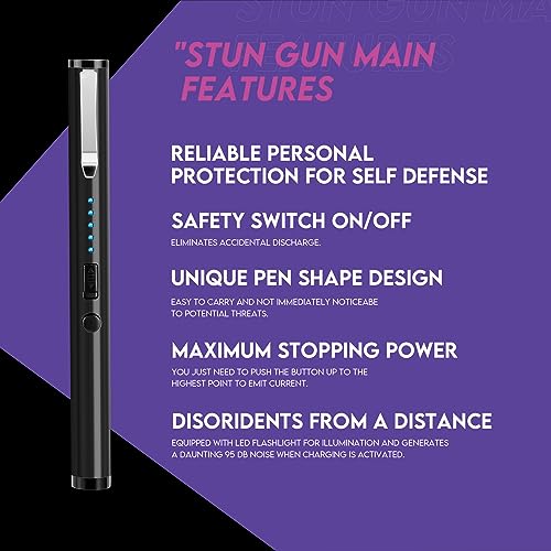 AIMHUNTER Women's High Voltage Stun Gun with LED Flashlight