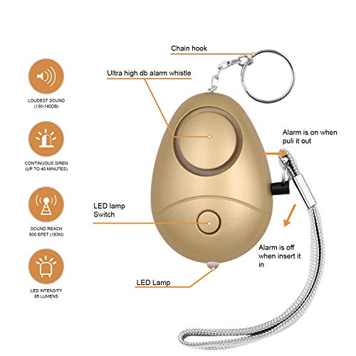 KOSIN Personal Alarm: 140DB Keychain with LED Lights