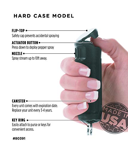 Mace Brand KeyGuard Black Pepper Spray - Powerful 10ft