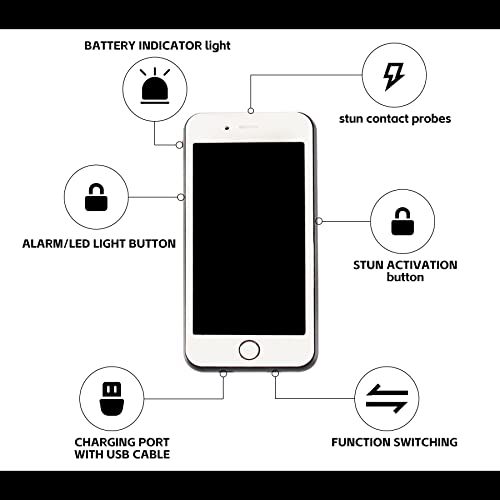 Smart Cell Phone Stun Gun: 15M Volts + SOS Alarm