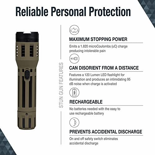 SABRE Stun Gun: LED Flashlight, Powerful & Rechargeable