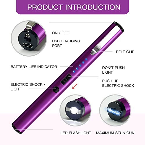 REAX Self Defense Stun Gun Flashlight Pen - Purple