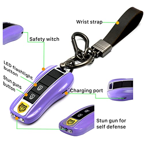 Rechargeable Stun Gun with LED Flashlight - Purple