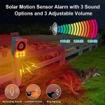 ChunHee Solar Outdoor Motion Sensor Alarm with Dog Barking Gunshot Sound, Support Recording and Adjustable Volume, 130db Loud Motion Activated Noise Maker for Home, Garden, Yard, Farm-2 Pack
