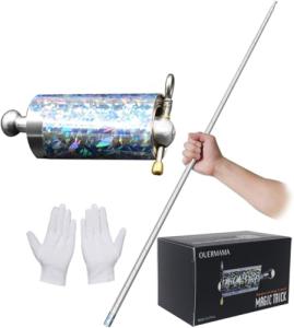OUERMAMA 150CM Silver Magic Appearing Cane Wand