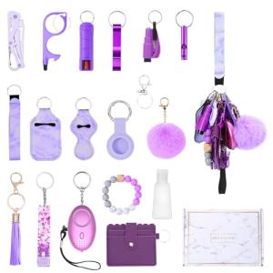 Personal Alarm Keychain Set for Women - Purple