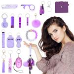 Personal Alarm Keychain Set for Women - Purple