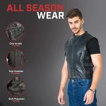 Men's Black Bulletproof Style Leather Biker Vest