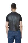 Men's Black Bulletproof Style Leather Biker Vest