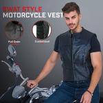 Men's Black Bulletproof Style Leather Biker Vest