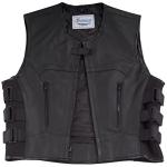 Men's Black Bulletproof Style Leather Biker Vest