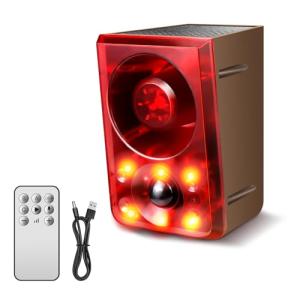 Solar Motion Sensor Alarm with Sound & Strobe Light