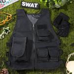 Kids Tactical Combat Vest with Fingerless Gloves