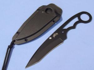 Black Stainless Steel Fixed Blade Neck Knife