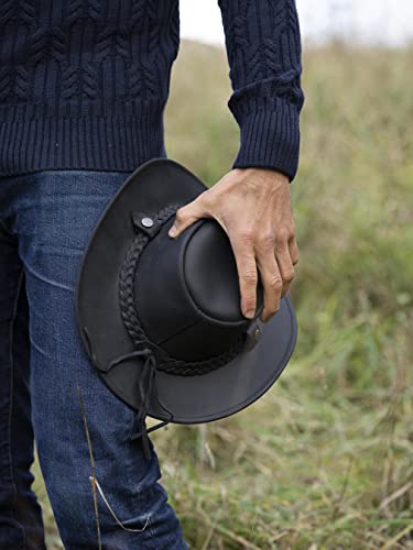 Black Water-Resistant Lakeland Leather Outback Hat