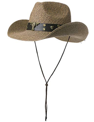 Leather Cowboy Hat with Chin Strap