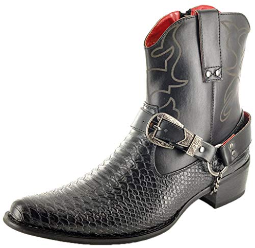 Black Snake Skin Western Ankle Boots (Size 9)