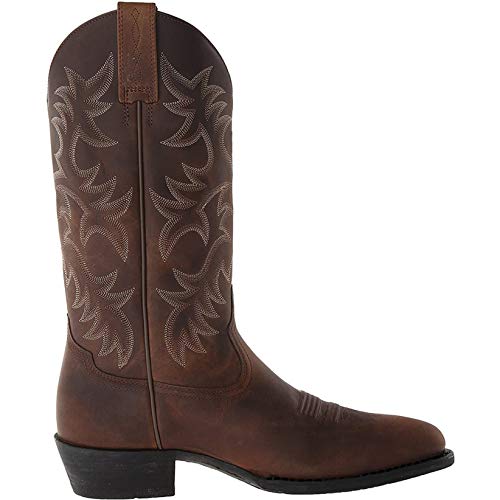 Men's Brown Western Cowboy Boots with Embroidery Pattern