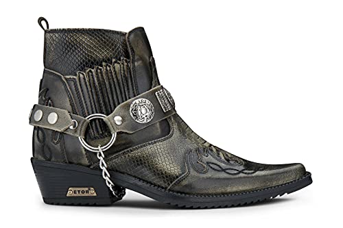 Olive Leather Cuban Cowboy Ankle Boots