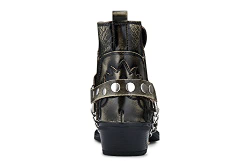 Olive Leather Cuban Cowboy Ankle Boots