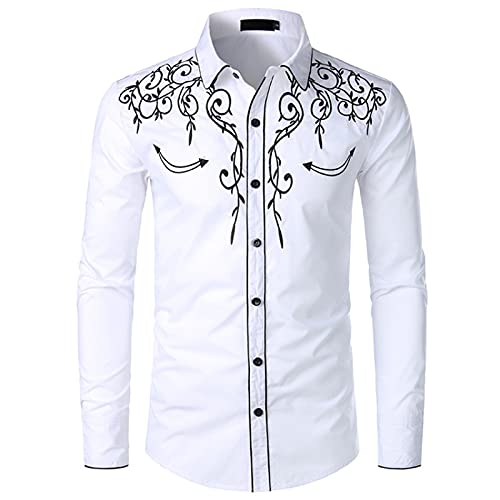 Stylish Mens Western Cowboy Embroidered Shirt