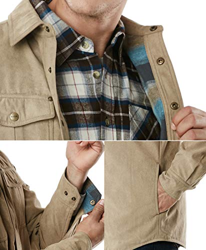 Men's Flannel Lined Cowboy Tan Shirt Jacket