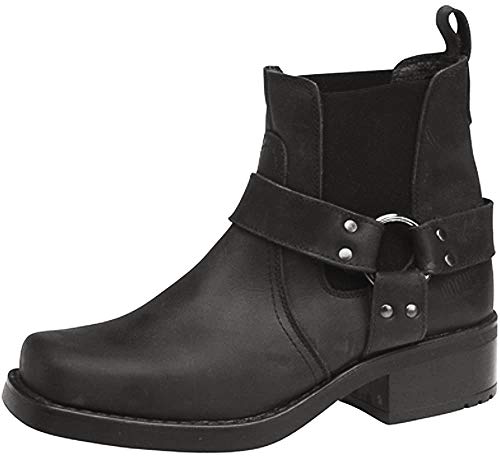 Gringos Harley Leather Cowboy Boots, Black, Size 8