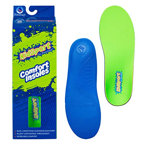 Powerstep Unisex-Child KidSport Orthotic Insoles, Green/Blue, Toddler 12