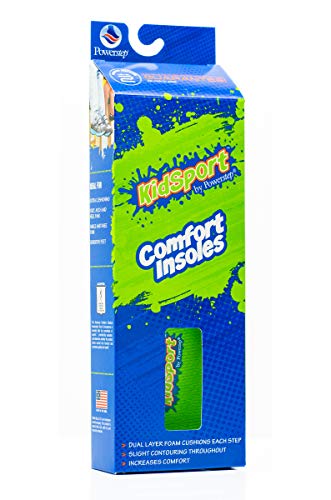 Powerstep Unisex-Child KidSport Orthotic Insoles, Green/Blue, Toddler 12