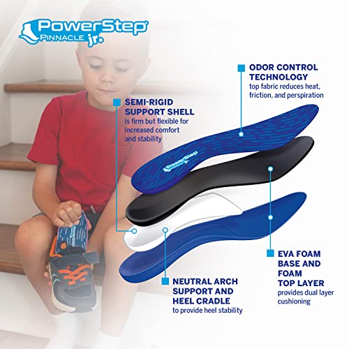 Powerstep Unisex-Child Pinnacle Jr Insole, Blue, 11.5 Little Kid