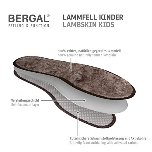 BERGAL Lammfell Kinder Comfort Insole, Brown (Dunkelbraun), 32 EU