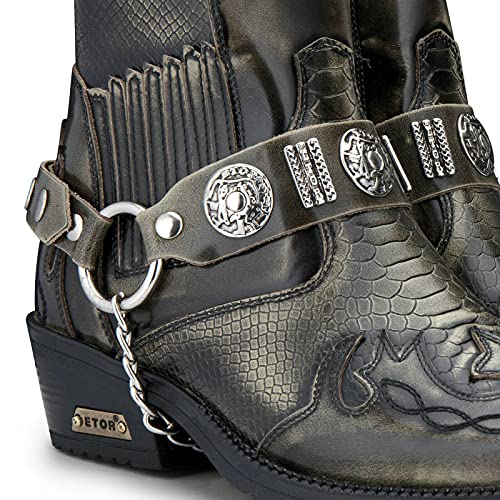 Olive Leather Cuban Cowboy Boots for Men