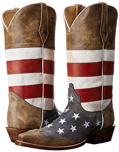 ROPER Men's American Flag Western Boot, Brown, 5 UK