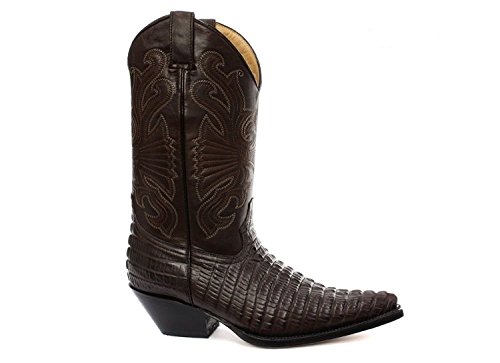 Brown Croc Leather Cowboy Boots for Men