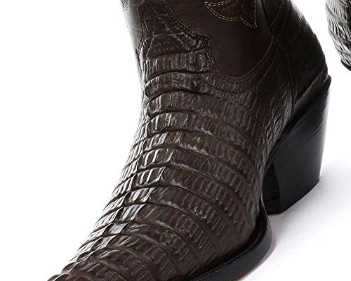 Brown Croc Leather Cowboy Boots for Men