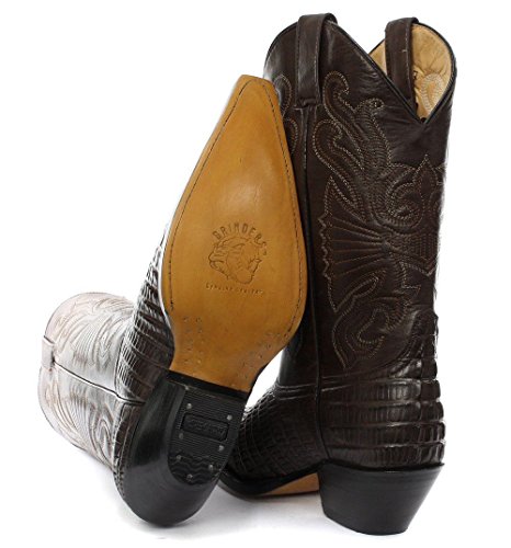 Brown Croc Leather Cowboy Boots for Men