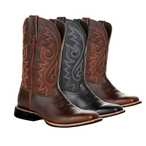 Vintage Embroidered Cowboy Boots for Men